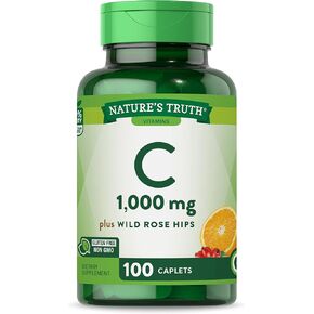 Vitamin C with Rose Hips 1000 mg | 110 Caplets Vegetarian, Non-GMO, Gluten Free | By Nature's Truth
