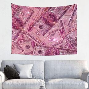 Ochori Pink Money Tapestry 29x37 In Aesthetic Wall Hanging Decorative Tapestries Cute Preppy Banner For Teen Girl Bedroom College Dorm Home Living Room Party Decor