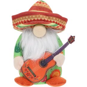 PRETYZOOM 1pc Fiesta Gnome, Plush Mexican Gnomes, Handmade Cinco de Mayo Tomte for Mexican Taco Tuesday, Mexical Theme Festival Party Home Decoration (Guitar)