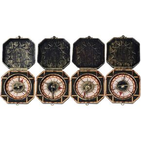 SUPVOX 4pcs Christmas Pirate Compass Toy Antique Captain Compass Toy Brass Pocket Compass Marine for Children Halloween Party Christmas (Bronze)¡­