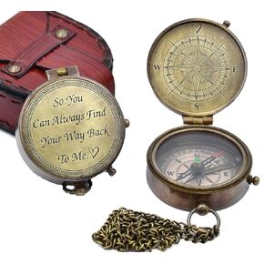 So You Can Always Find Your Way Back to Me Compass - Personalized Compass Working Compass with Leather case, for him/her Bronze for Men- Luxury Gift