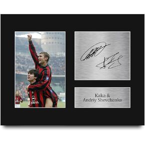 HWC Trading Kaka & Andriy Shevchenko A C Milan Framed Gifts Printed Signed Autograph Picture for Football Fans and Supporters - US Letter Size