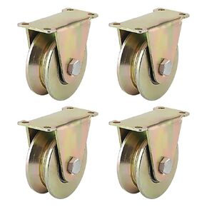 LEXININ 4 PCS 3 Inch V Groove Track Roller, 45# Steel Sliding Gate Casters Wheels with Bracket, V-Shaped Bracket Roller for Sliding Doors, Industrial Machines, Wire Rope Rail