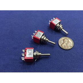 3 Pieces Momentary Mini Toggle Switch (On)-off-(on) 6 Pin 12vdc Dpdt 1/4 A5