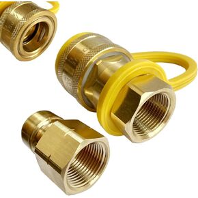 Hose Quick Connect, Natural Gas Quick Connect Fittings and Quick Disconnect Fittings, Suitable for Kitchen Equipment and Indoor and 3/4 Natural Gas Hose for Generator, 3/4 Natural Gas Quick Connect.