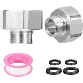 2Pcs Water Line Adapter,Stainless Steel Pipe Fittings in 1/2" Female to 3/8" Male Reducer Adapter,Compression Fitting for Kitchen Bathroom Faucet,Pipe Connector with Rubber Washer and Applicable Tape