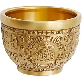 Chinese Treasure Bowl Fortune Bowl Medium Money Drawing Bowl Brass Golden Decoration Feng Shui Decoration