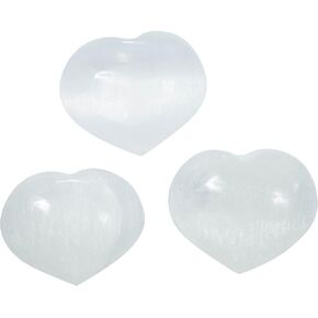 | Selenite | Puff Heart Worry Stone | Size 1" | 1 Pc | Crystals and Healing Stones, Worry Stones for Anxiety, Reiki, Chakra, Witchcraft, Yoga, Meditation Accessories