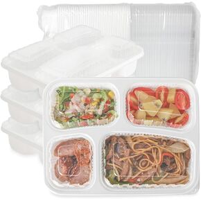YANGRUI To Go Containers, Reusable Anti-Fog Shrink Wrap 25 Pack 8 Inch 34 OZ White Plastic Meal Prep Container BPA Free Microwave Freezer Safe Hinged Clamshell Take Out Containers