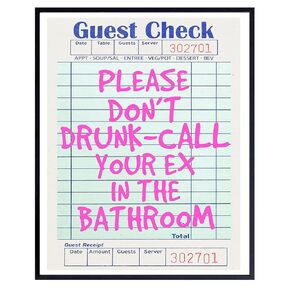 Preppy Bathroom Wall Art for Women - funny Trendy Guest Bath Wall Decor - Pink Retro Modern Bathroom Accessories - Bathroom Pictures Restroom Sign - Cute small Bathroom Decor - Powder room Decorations