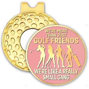 We're More Than Just Golf Friends Pink Gold Golf Ball Marker with Hat Clip, Funny Golf Accessories for Women, Mother's Day Birthday Gifts for Golf Fan Golfer, Novelty Golf Gifts for Sister