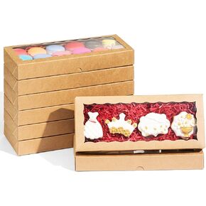 4PCS 12 x 5 x 1.5 inches Auto-Popup One Piece Premium White Cookies Boxes, Mini Strawberry Boxes, Bakery Box for Holiday Cookie Gift Sets
