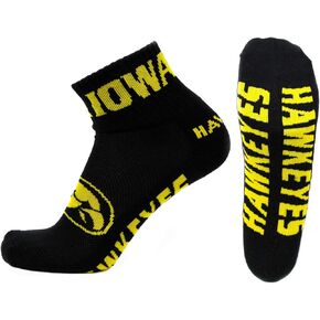 NCAA Iowa Hawkeyes Men's Quarter Socks, Black