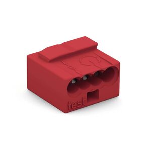 243-804 | WAGO Micro PUSHWIRE® | 4-Conductor Connector for Junction Boxes | AWG 22-18 Solid | Red | [Box of 100 Pieces]