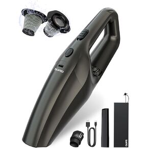 TANYO Handheld Car Vacuum Cordless, Car Vacuum with Strong Suction and 12000PA Brushless Motor, Portable Rechargeable Mini Hand Held Vacuum Cleaner with HEPA Filter for Home, Office (Golden Black)