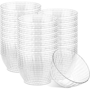 PLASTICPRO 50 Pack Small Plastic Bowls Crystal Like 6 oz Bowls Elegant Clear Plastic Bowls for Party and Occasions