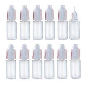 25PCS 10ml/0.34oz Squeezable PET Plastic Dropper Bottles Transparent Plastic Refillable Empty Eye Liquid Container Squeezable Dropper Oil Ink Storage Holder With White Screw Cap And Removable Plug