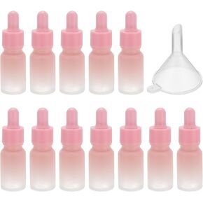 PATIKIL 10ml Glass Dropper Bottle, 12Pcs Leakproof Essential Oils Sample Liquid Perfume Container with Eye Dropper Funnel for Storage Home Travel, Pink