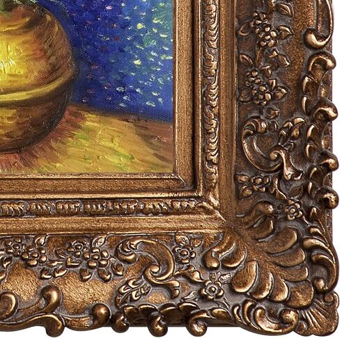 La Pastiche OverstockArt Crown Imperial Fritillaries in a Copper Vase by Gogh Hand Painted Oil on Canvas with Versailles Gold Frame, 13.5" x 11.5", Multi-Color in Saudi Arabia