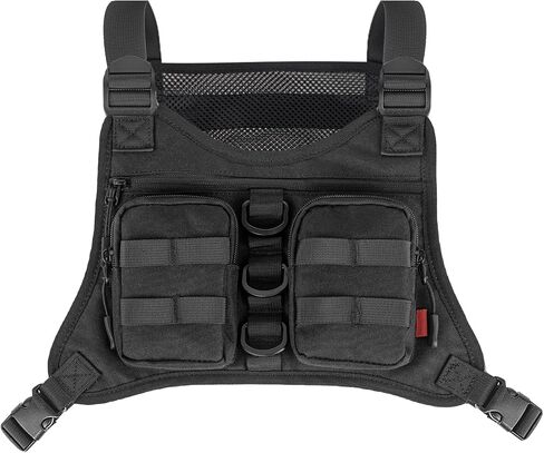 Running Vest Running Lightweight Chest Pack, Water Resistant Running Gear Chest Bag with Phone Holder Tactical Vest Pouch for Sport (Black) in Saudi Arabia