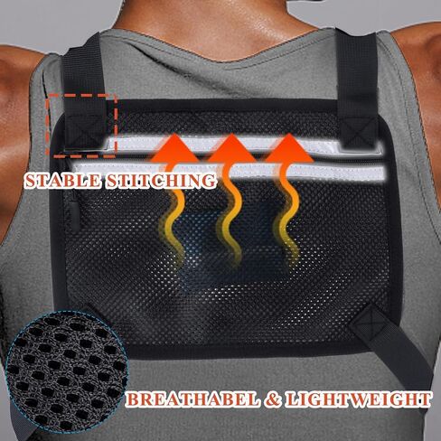 Running Vest Running Lightweight Chest Pack, Water Resistant Running Gear Chest Bag with Phone Holder Tactical Vest Pouch for Sport (Black) in Saudi Arabia