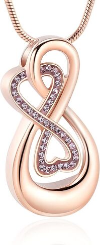 Infinity Love Urn Pendant Stainless Steel Snake Chain Cremation Jewelry for Ashes for Woman Free Filling Tools Include in Saudi Arabia