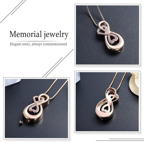 Infinity Love Urn Pendant Stainless Steel Snake Chain Cremation Jewelry for Ashes for Woman Free Filling Tools Include in Saudi Arabia