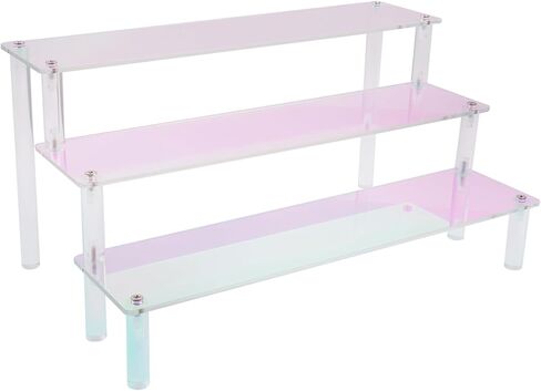 رف عرض أكريليك ملون 3 طبقات حامل عرض العطور بطول 12 بوصة أرفف حلوى كب كيك للحفلات والديكور والمنظم in Kuwait