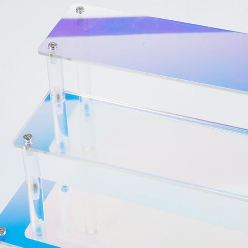 رف عرض أكريليك ملون 3 طبقات حامل عرض العطور بطول 12 بوصة أرفف حلوى كب كيك للحفلات والديكور والمنظم in Kuwait