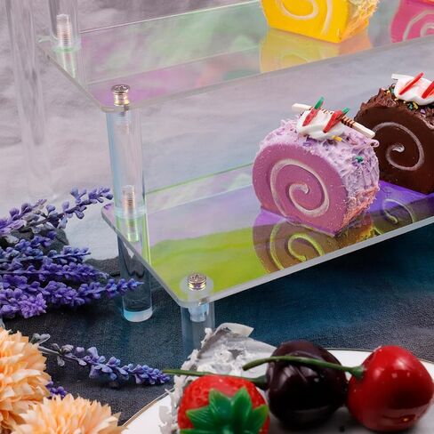 رف عرض أكريليك ملون 3 طبقات حامل عرض العطور بطول 12 بوصة أرفف حلوى كب كيك للحفلات والديكور والمنظم in Kuwait