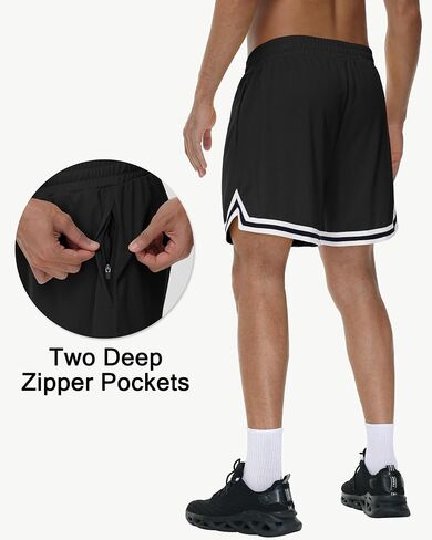 JWM Men's 5" Gym Shorts - Running Short with Zip Pockets Workout Althetic Tennis Pickleball Lounge Mesh Lightweight Quick Dry in Saudi Arabia