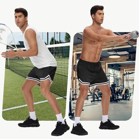 JWM Men's 5" Gym Shorts - Running Short with Zip Pockets Workout Althetic Tennis Pickleball Lounge Mesh Lightweight Quick Dry in Saudi Arabia
