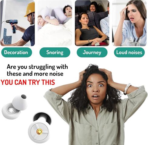 Smilelife Ear Plugs for Sleeping, Soft Silicone Reusable Noise Cancelling Earbuds for Focus, Sleep, Concerts, Swimming, Sound Reduction 25db-30db (White) in Saudi Arabia