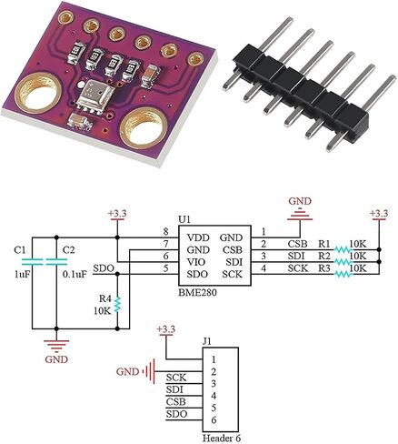 RedTagCanada GY-BME280 BME280 Digital 5V or 3.3V Temperature Humidity Sensor Atmospheric Barometric Pressure Board IIC I2C Breakout for Arduino (1, BME280 3.3V) in Saudi Arabia
