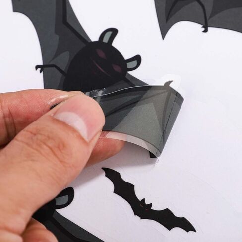 4 Sheets Halloween Window Clings, Black Bats Spiders Web Window Stickers Spooky Halloween Decorations Wall and Floor Decals for School Home Indoor Party Decor Supplies in Saudi Arabia