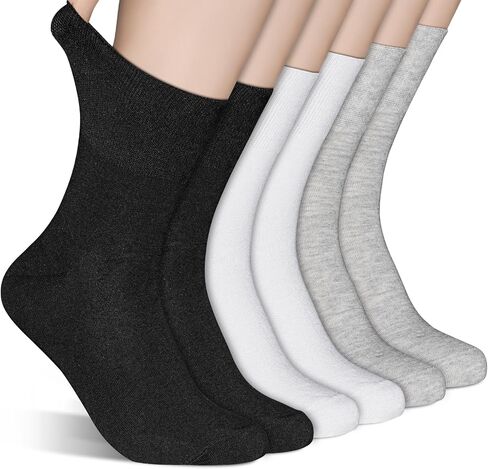 Diabetic Socks Seamless Toe for Swollen Feet 6 Pairs Non Binding Top Extra Wide for Men Women in Saudi Arabia