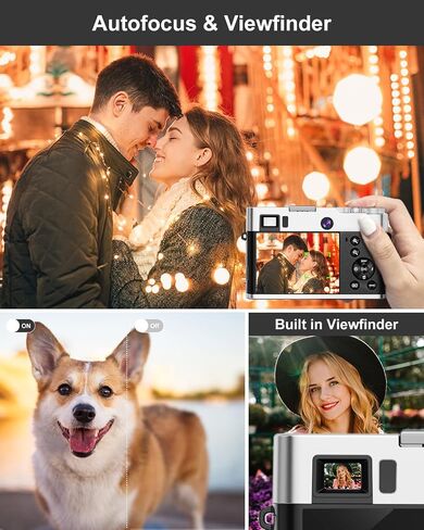 5K Digital Camera for Photography, 48MP Autofocus Vlogging Camera with Viewfinder & Dual Camera, 16X Digital Zoom Point and Shoot Cameras with 32GB SD Card 2 Batteries Compact Travel Camera in Saudi Arabia