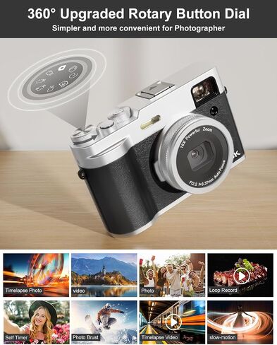 5K Digital Camera for Photography, 48MP Autofocus Vlogging Camera with Viewfinder & Dual Camera, 16X Digital Zoom Point and Shoot Cameras with 32GB SD Card 2 Batteries Compact Travel Camera in Saudi Arabia