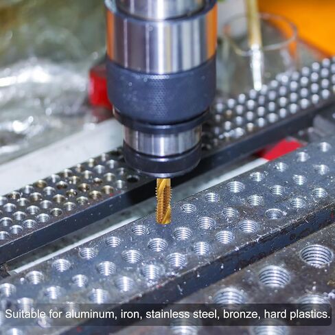 مجموعة رؤوس مثقاب من uxcell مكونة من 13 قطعة، SAE 6-32NC إلى 1/4-20NC متري M3 إلى M10 صنابير خيط مع محول تغيير سريع، طقم أدوات حفر لولبي مطلي بالتيتانيوم in Kuwait