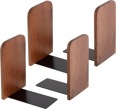 JEUIHAU 4 قطع من نهايات كتب الجوز، سدادة كتب خشبية غير قابلة للانزلاق للمنزل، تنظيم الكتب المدرسية والمكتبية in Kuwait