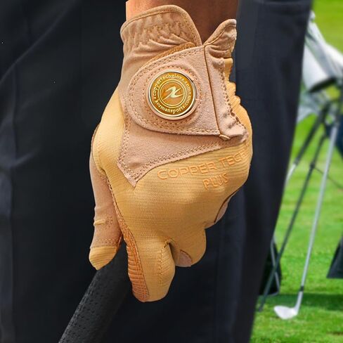 Copper Tech Men's Golf Gloves - Optimal Wrist Support with Copper Infused Thread - 100% AAA Synthetic Tacky Leather - Perfect for Summer & Fall Golfing - Golf Gloves Men (Hand Orientation: Both Hand) in Kuwait