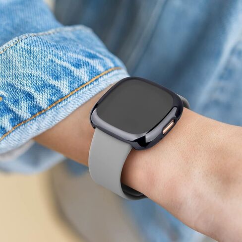 Tobfit for Fitbit Sense 2 / Fitbit Versa 4 Screen Protector Case, Soft Plated TPU Full Around Sensitive Touch Protective Cover for Fitbit Sense 2 / Fitbit Versa 4 Accessories, Black+Black in Kuwait