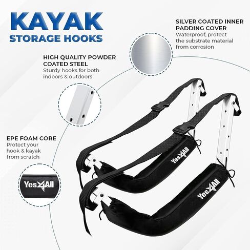 Yes4All Kayak Storage Rack Kayak Wall Mount Rack 400lbs 4 Adjustable Levels Kayak Rack for Outdoor, Indoor Kayak Storage Rack in Saudi Arabia