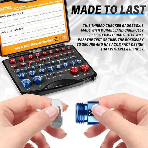 مجموعة أدوات فحص خيط الصواميل والمسمار الهوائية من TAILONZ، تحقق من أبعاد الصواميل والمسمار الإمبراطورية والمترية لفحص خيط الصواميل والمسمار، مقياس ذكر، مقياس المسمار 44 قطعة in Kuwait