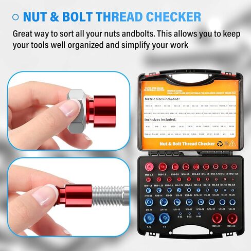 مجموعة أدوات فحص خيط الصواميل والمسمار الهوائية من TAILONZ، تحقق من أبعاد الصواميل والمسمار الإمبراطورية والمترية لفحص خيط الصواميل والمسمار، مقياس ذكر، مقياس المسمار 44 قطعة in Kuwait