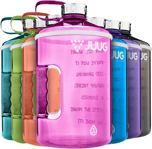 JUUG 1 Gallon Water Bottle with Times to Drink - Gallon Water Jug with Handle - 128oz Leakproof BPA Free Bottle for Gym Fitness- One Gallon Water Bottle with Motivational Time Markers in Saudi Arabia