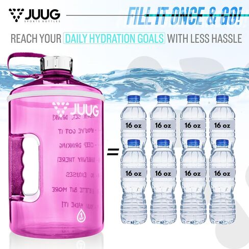 JUUG 1 Gallon Water Bottle with Times to Drink - Gallon Water Jug with Handle - 128oz Leakproof BPA Free Bottle for Gym Fitness- One Gallon Water Bottle with Motivational Time Markers in Saudi Arabia