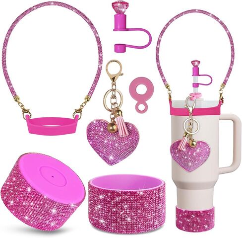 Stanley Cup Accessories Set 30&40 Oz, Includes 0.4in Straw Covers, Water Bottle Handle Strap, Cute Stanley Charms and Silicone Boot. in Saudi Arabia