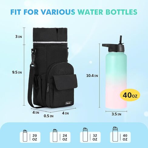 Water Bottle Holder with Strap Insulated Water Bottle Carrier Bag 32/40oz Water Bottle Bag with Phone Pocket for Walking Hiking Camping in Saudi Arabia