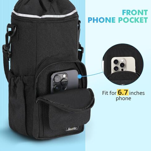 Water Bottle Holder with Strap Insulated Water Bottle Carrier Bag 32/40oz Water Bottle Bag with Phone Pocket for Walking Hiking Camping in Saudi Arabia
